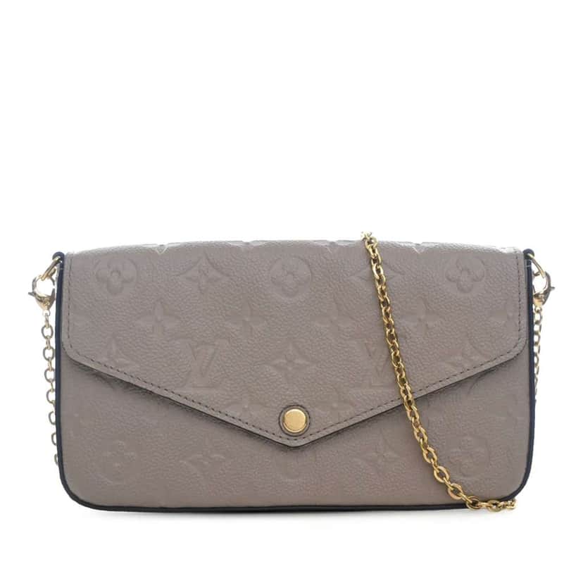 Louis Vuitton Monogram Empreinte Pochette Felicie Brown Leather Never worn - Front View
