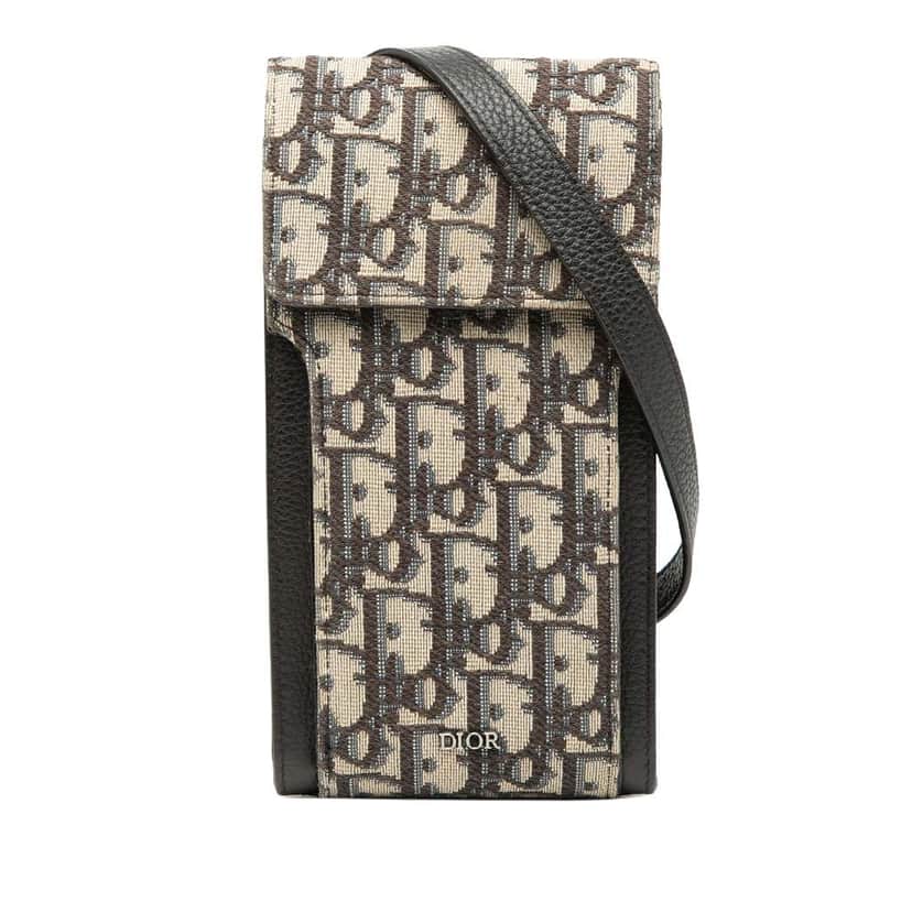 Dior Oblique Canvas Phone Holder Crossbody Blue Canvas Very good condition - Front View