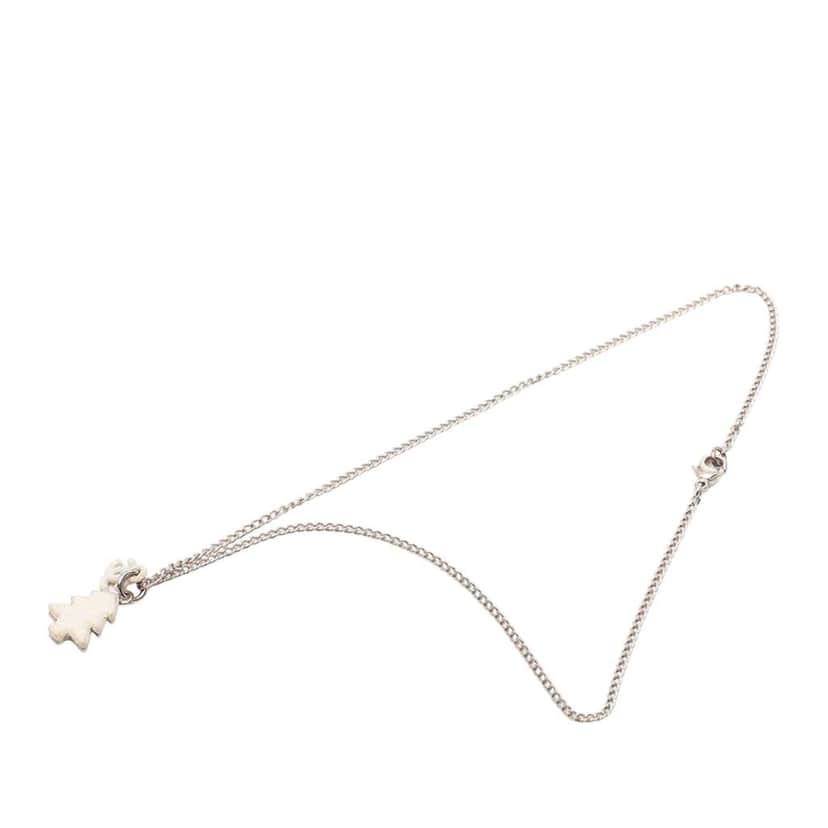 Chanel Silver Plated CC Christmas Tree Pendant Necklace Silver Metal Very good condition - Front View