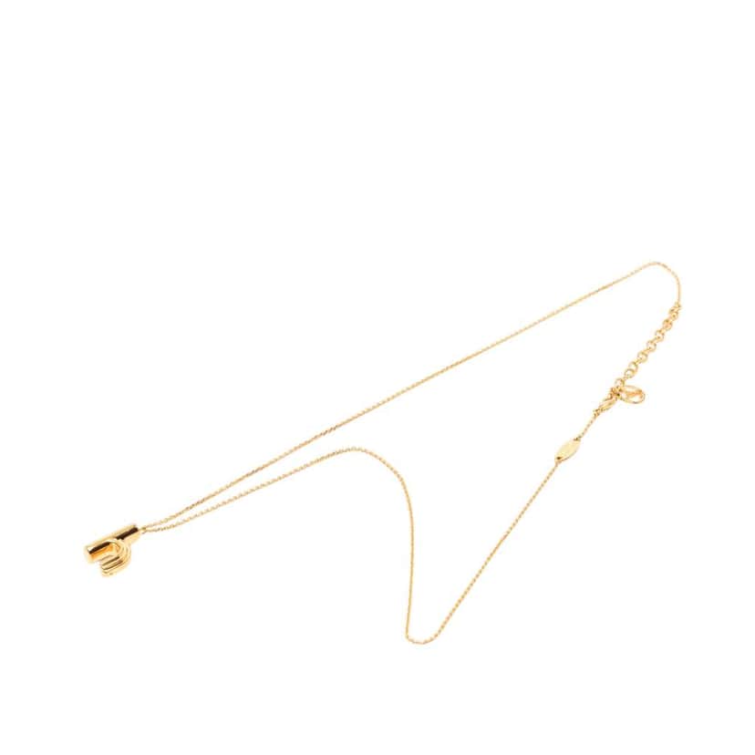 Louis Vuitton Gold Plated LV and Me Letter h Pendant Necklace Gold Metal Very good condition - Front View