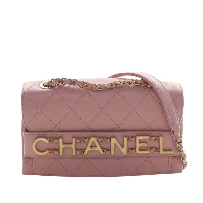 Chanel Small Quilted Calfskin Enchained Flap Pink Leather Very good condition - Front View