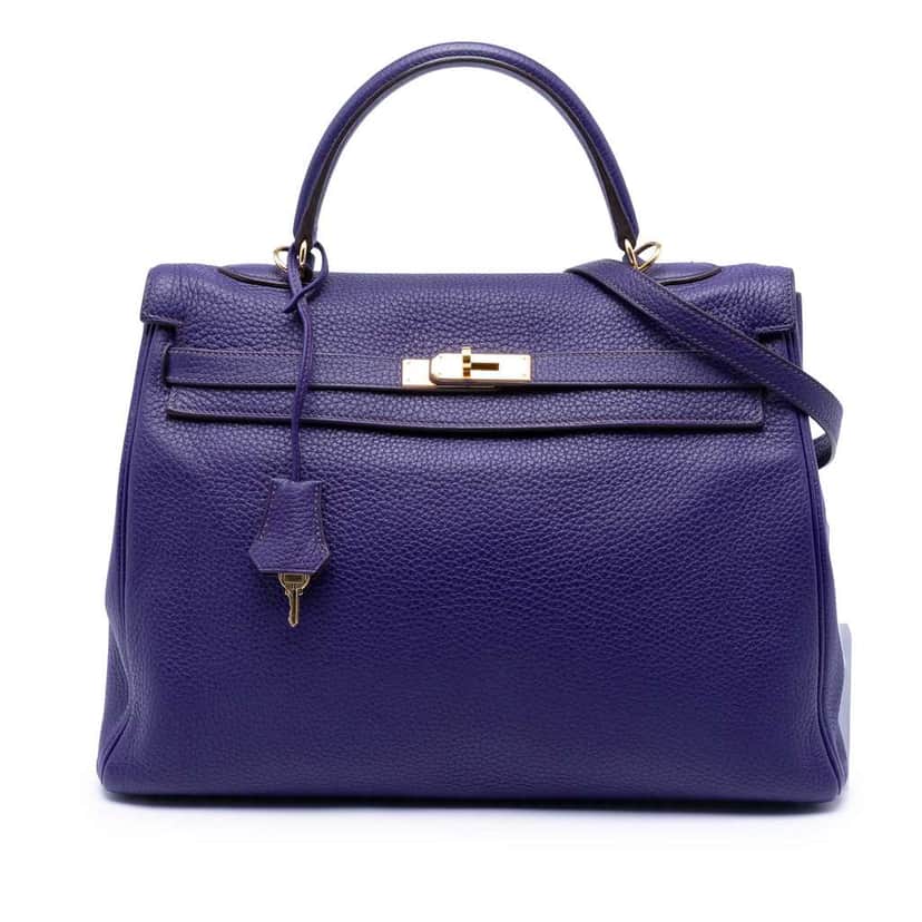 Hermès Togo Kelly II Retourne 35 Purple Leather Very good condition - Front View