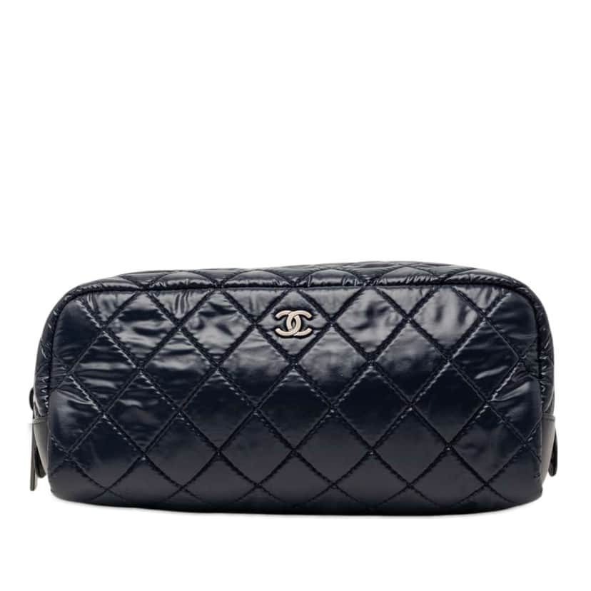 Chanel Quilted Nylon Coco Cocoon Pouch Blue Very good condition - Front View