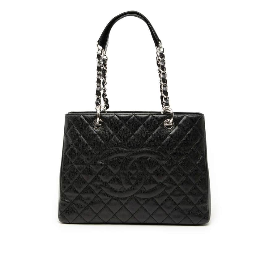 Chanel Caviar Grand Shopping Tote Black Leather Very good condition - Front View
