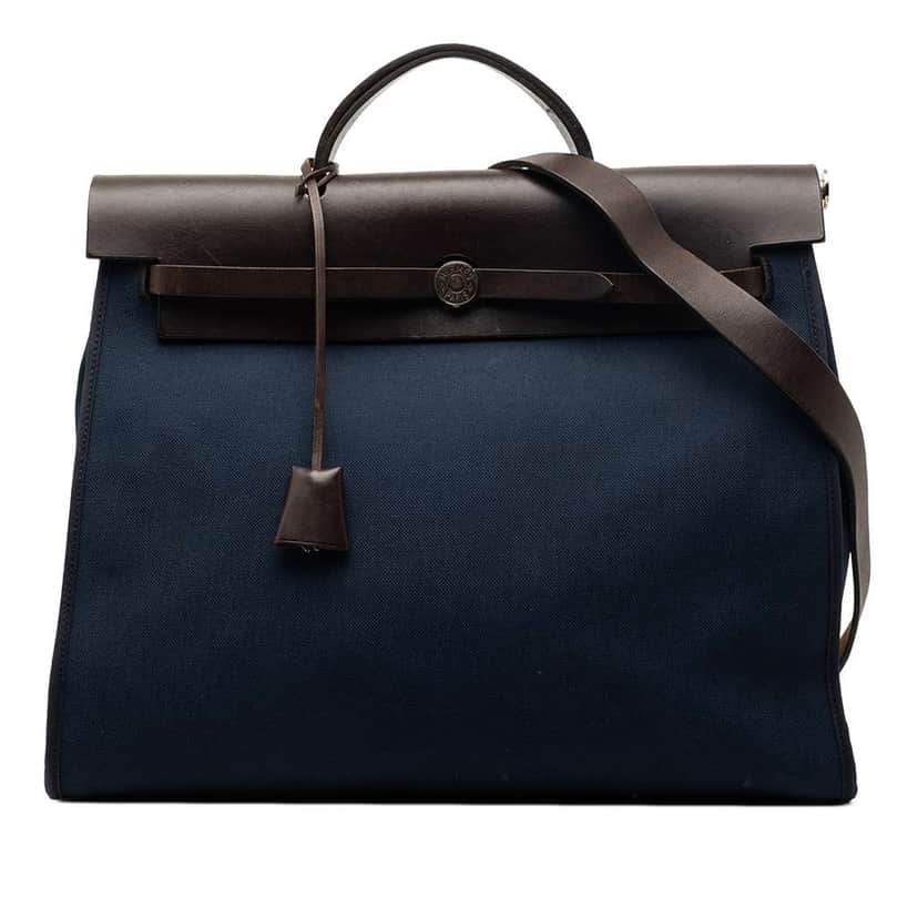 Hermès Toile Herbag Zip 39 Blue Canvas Very good condition - Front View