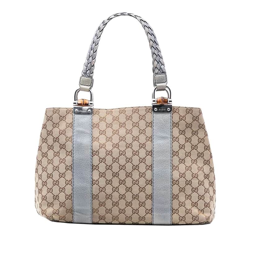 Gucci GG Canvas Bamboo Libeccio Tote Beige Very good condition - Front View