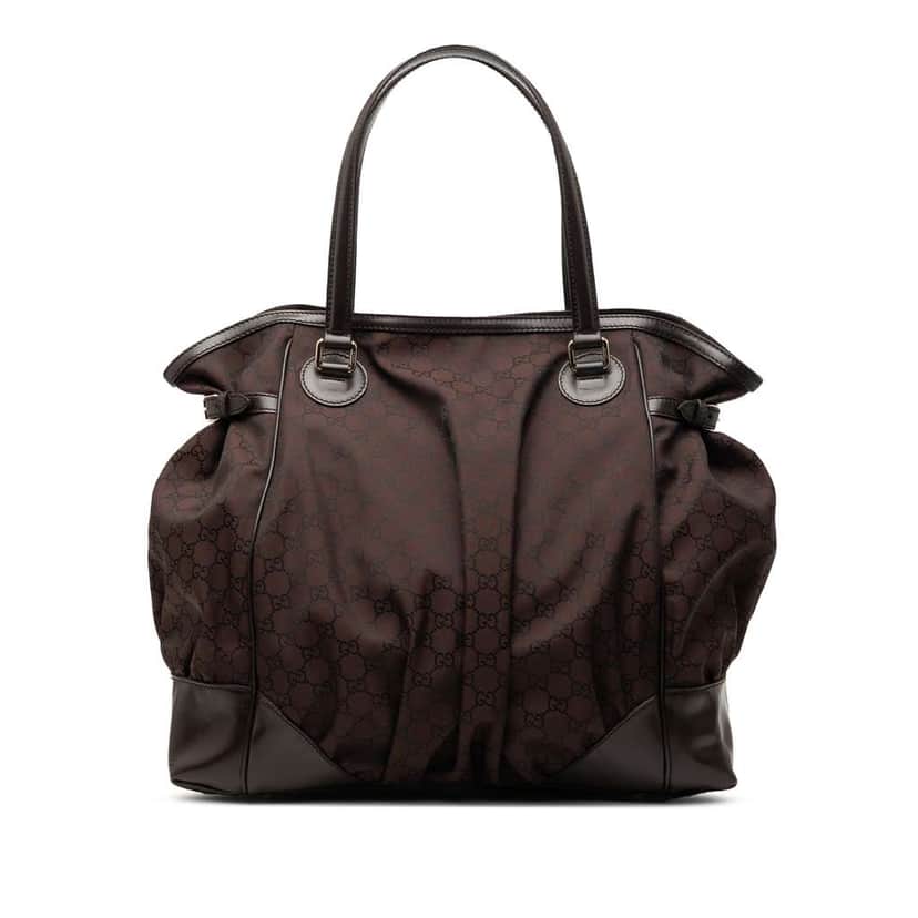 Gucci GG Nylon Full Moon Tote Brown Very good condition - Front View
