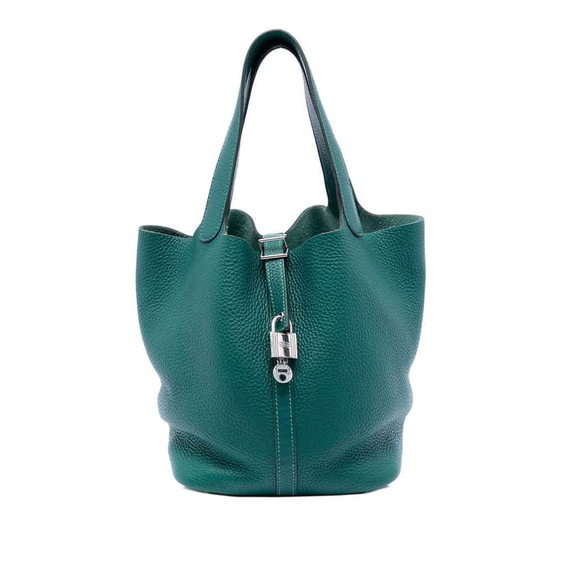 Hermès Clemence Picotin Lock 22 Green Leather Very good condition - Front View
