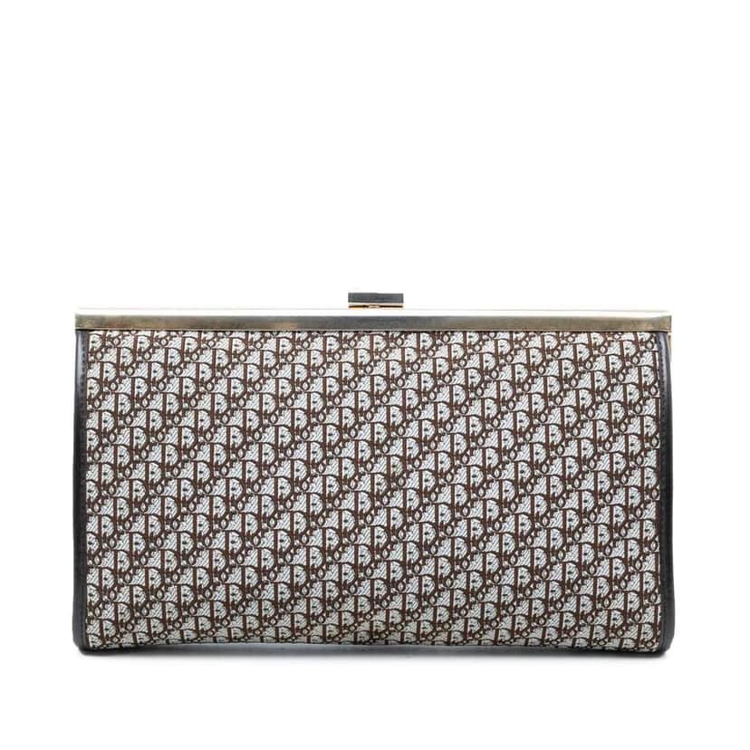 Dior Diorissimo Trotter Canvas Clutch Brown Canvas Very good condition - Front View