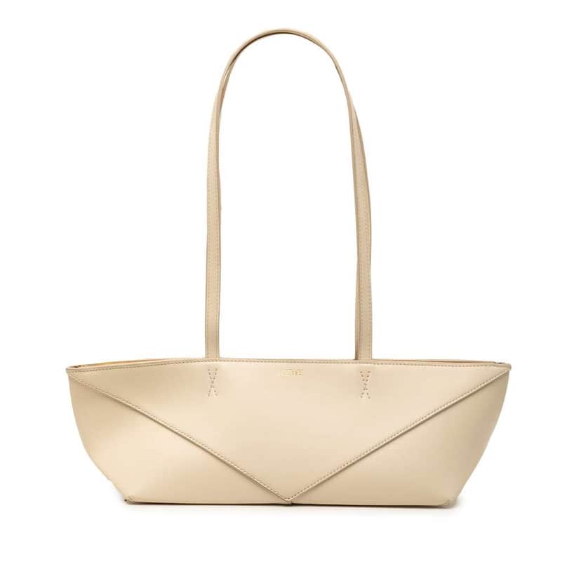 Loewe Calfskin Cropped Puzzle Fold Shoulder Bag Brown Leather Very good condition - Front View