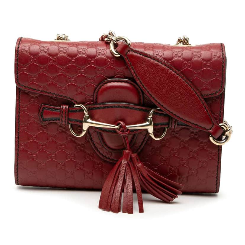 Gucci Mini Microguccissima Emily Crossbody Red Leather Very good condition - Front View