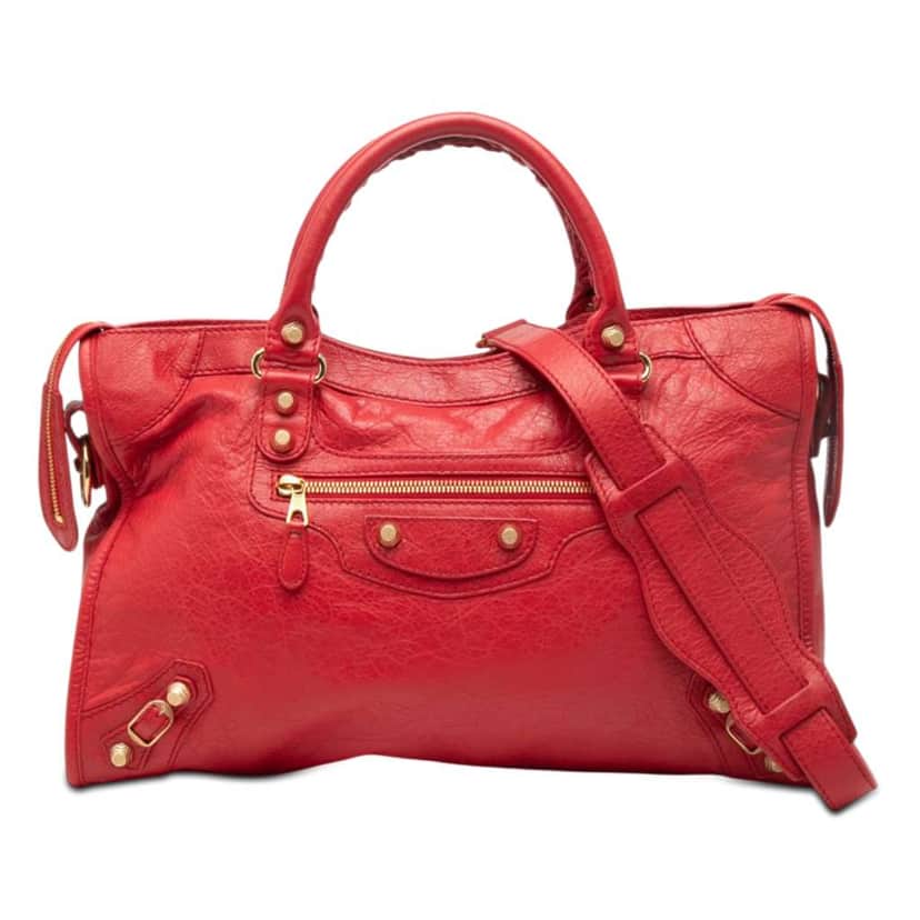 Balenciaga Lambskin Motocross City Giant 12 Satchel Red Leather Very good condition - Front View