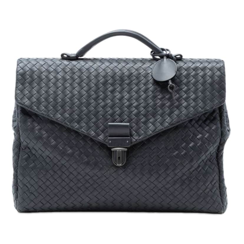 Bottega Veneta Nappa Intrecciato Briefcase Grey Leather Very good condition - Front View