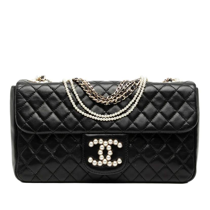 Chanel CC Quilted Lambskin Westminster Flap Black Leather Very good condition - Front View
