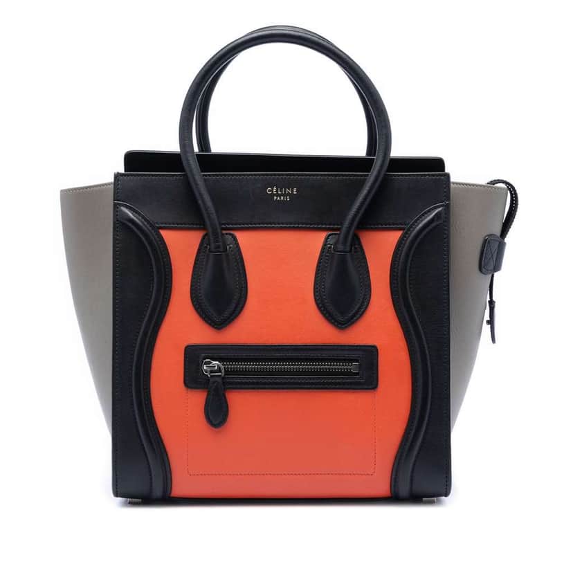 Celine Micro Tricolor Leather Luggage Tote Orange Leather Very good condition - Front View