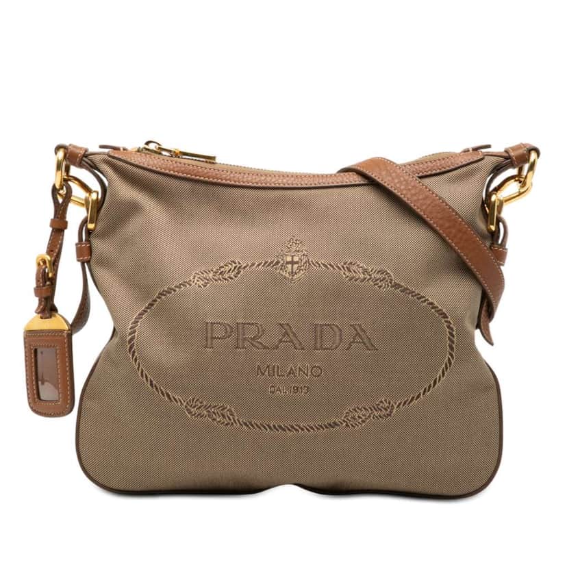 Prada Canvas Canapa Logo Crossbody Beige Very good condition - Front View
