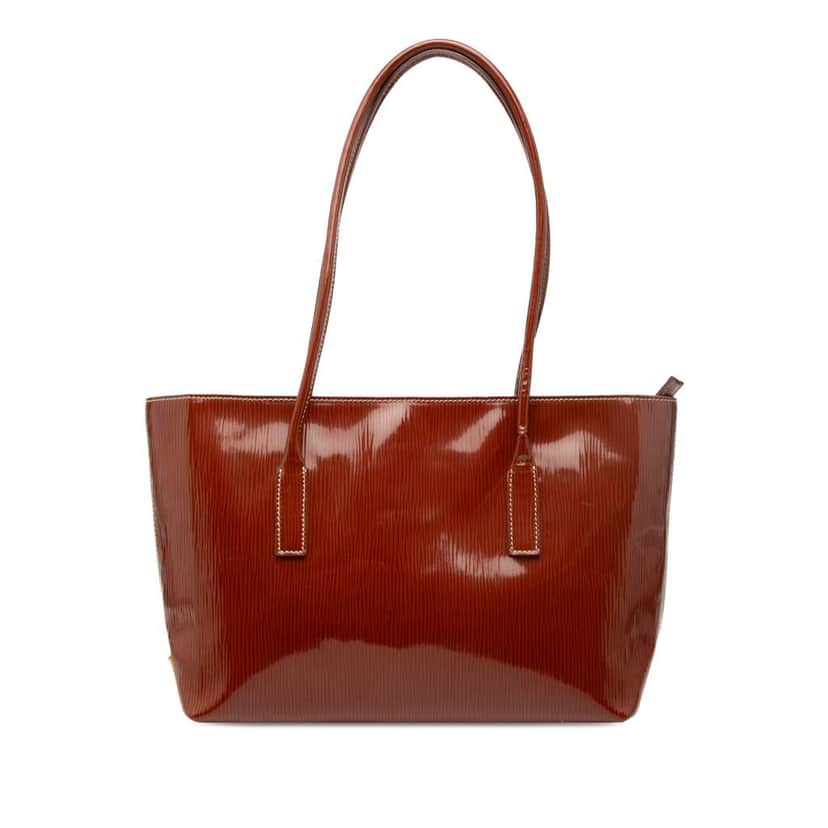 Prada Textured Patent St Grana Paglia Tote Brown Leather Very good condition - Front View