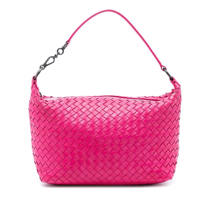 Bottega Veneta Small Nappa Intrecciato Shoulder Bag Pink Leather Very good condition - Front View