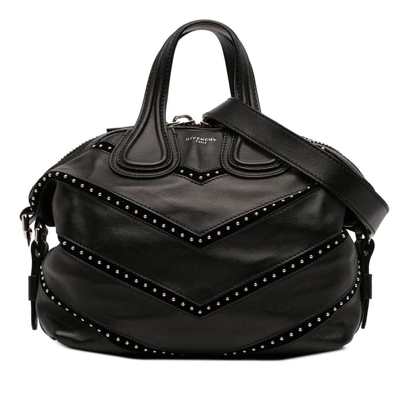 Givenchy Small Studded Calfskin Nightingale Satchel Black Leather Very good condition - Front View