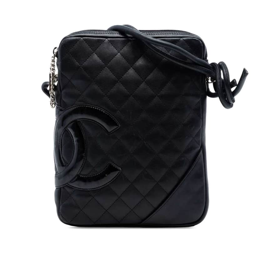 Chanel Quilted Lambskin Cambon Ligne Crossbody Black Leather Very good condition - Front View