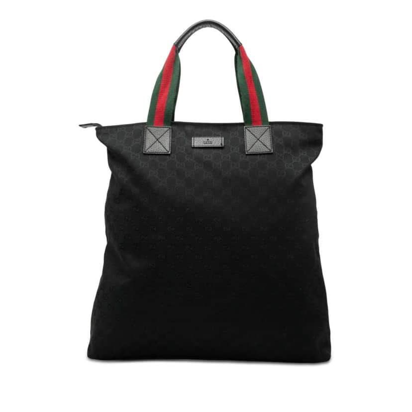 Gucci GG Canvas Web Vertical Tote Black Canvas Very good condition - Front View