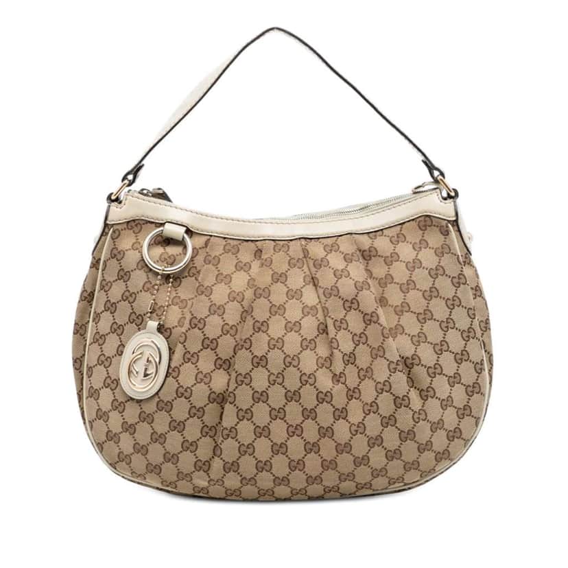 Gucci GG Canvas Sukey Shoulder Bag Beige Canvas Very good condition - Front View