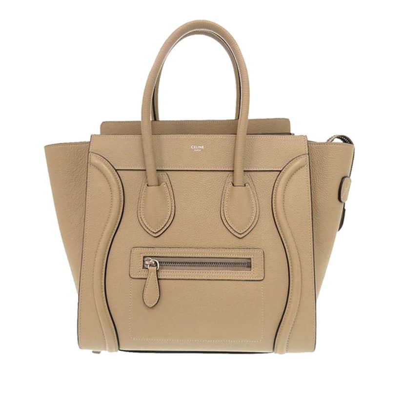 Celine Micro Leather Luggage Tote Beige Leather Very good condition - Front View