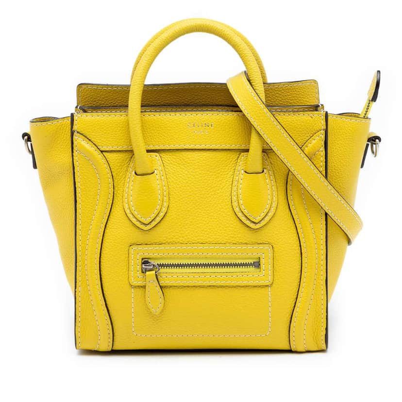 Celine Nano Grained Calfskin Luggage Tote Yellow Leather Very good condition - Front View