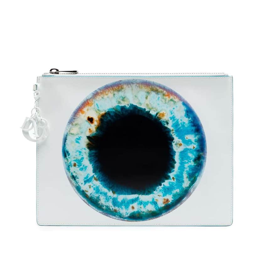 Dior Marc Quinn Eyeball Print Leather Clutch White Leather Very good condition - Front View