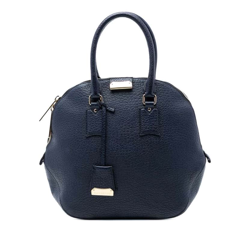 Burberry Large Grained Calfskin Heritage Orchard Bowling Bag Blue Leather Very good condition - Front View