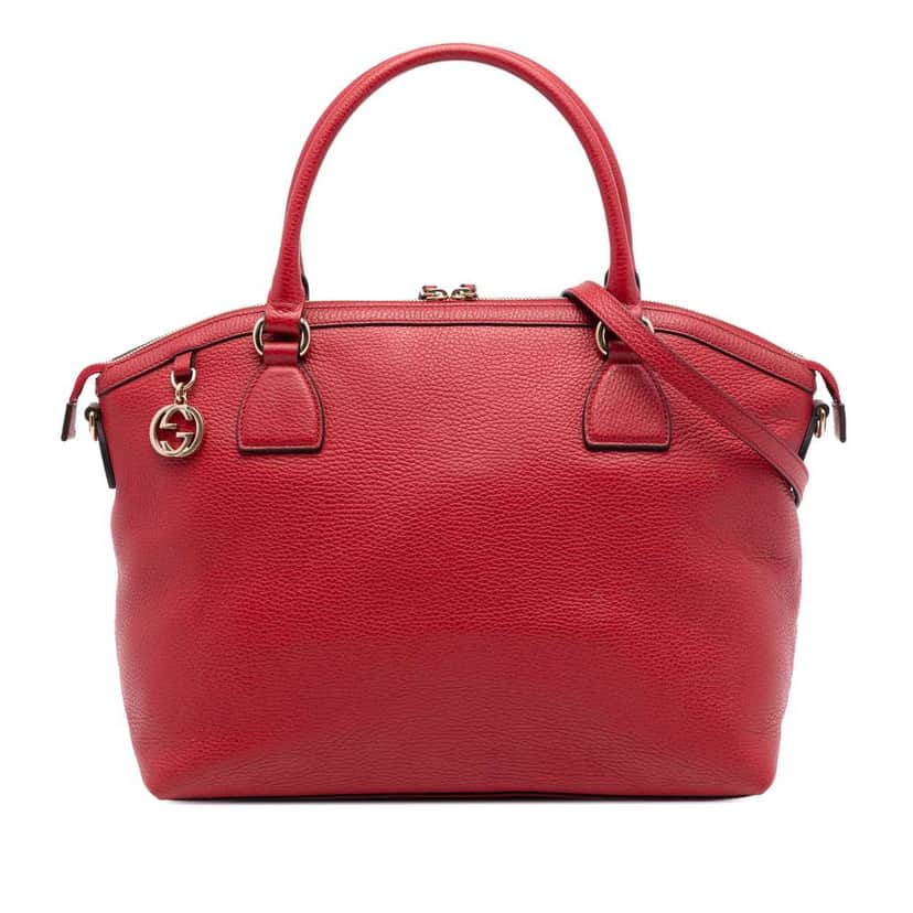 Gucci Large Dollar Calfskin GG Charm Dome Satchel Red Leather Very good condition - Front View