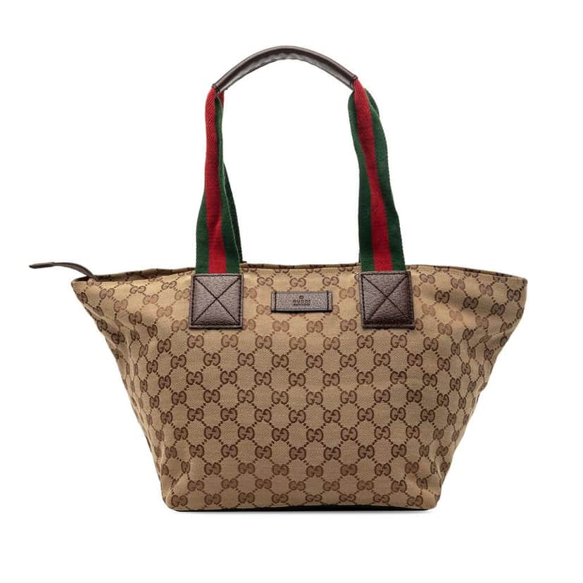 Gucci GG Canvas Web Tote Beige Canvas Very good condition - Front View