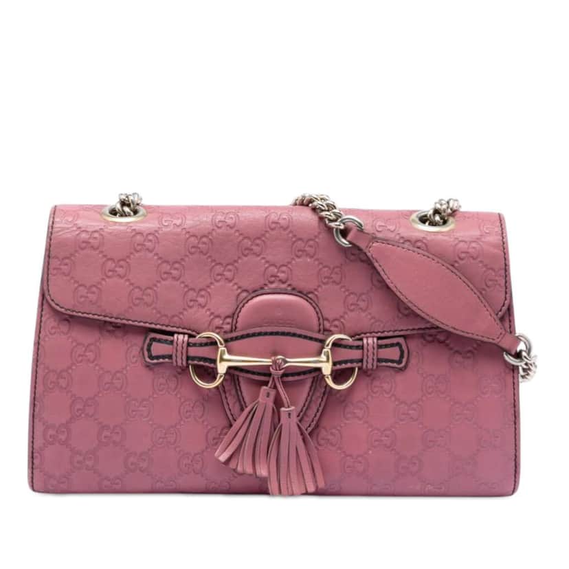 Gucci Medium Guccissima Emily Shoulder Bag Pink Leather Very good condition - Front View