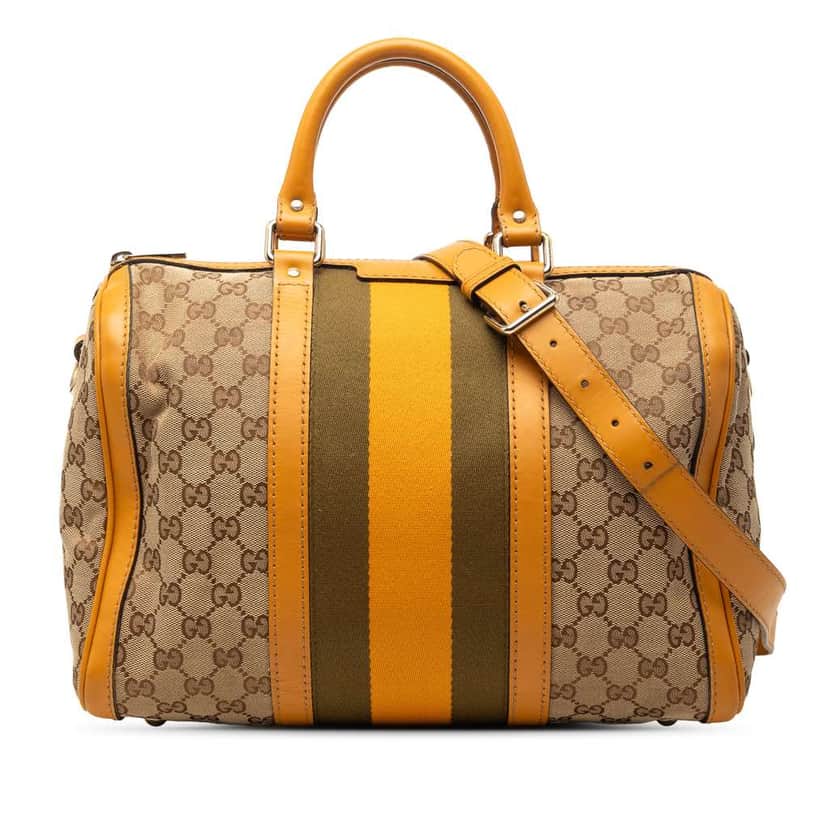 Gucci Medium GG Canvas Web Joy Boston Bag Beige Canvas Very good condition - Front View