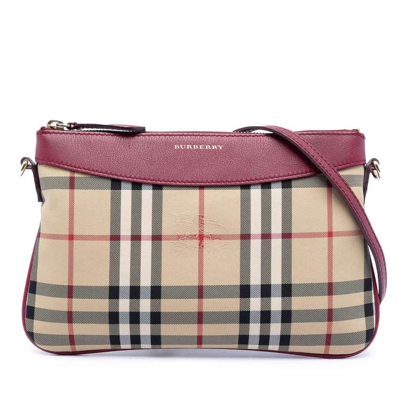 Burberry Haymarket Check Nylon Peyton Crossbody Beige Very good condition - Front View