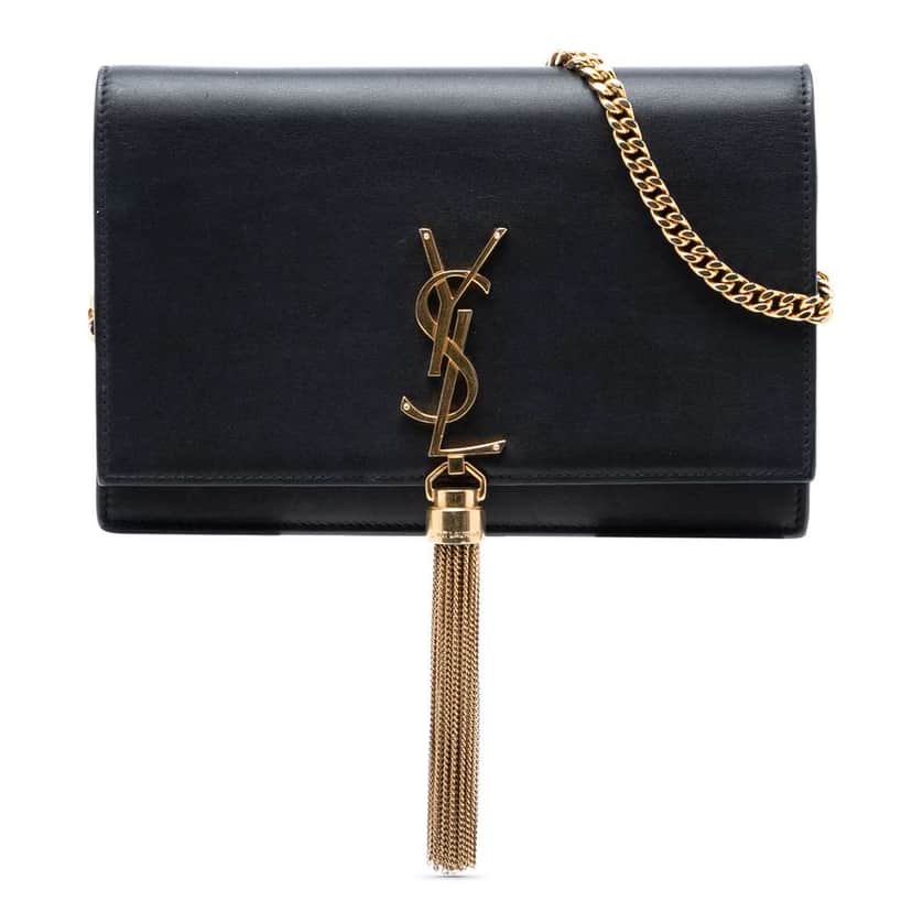 Saint Laurent Small Smooth Calfskin Monogram Kate Tassel Crossbody Black Leather Very good condition - Front View