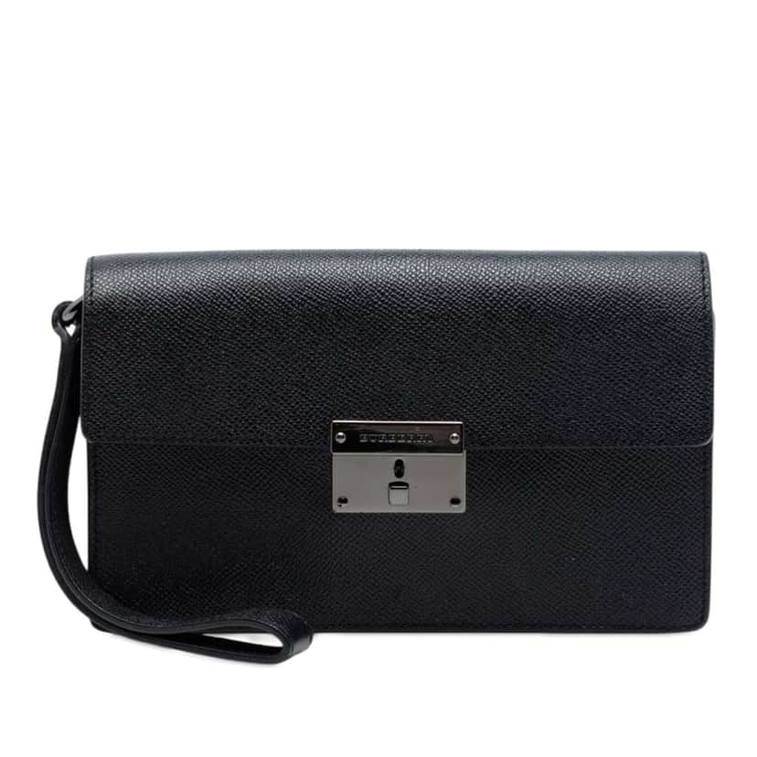 Burberry Leather Clutch Black Leather Very good condition - Front View