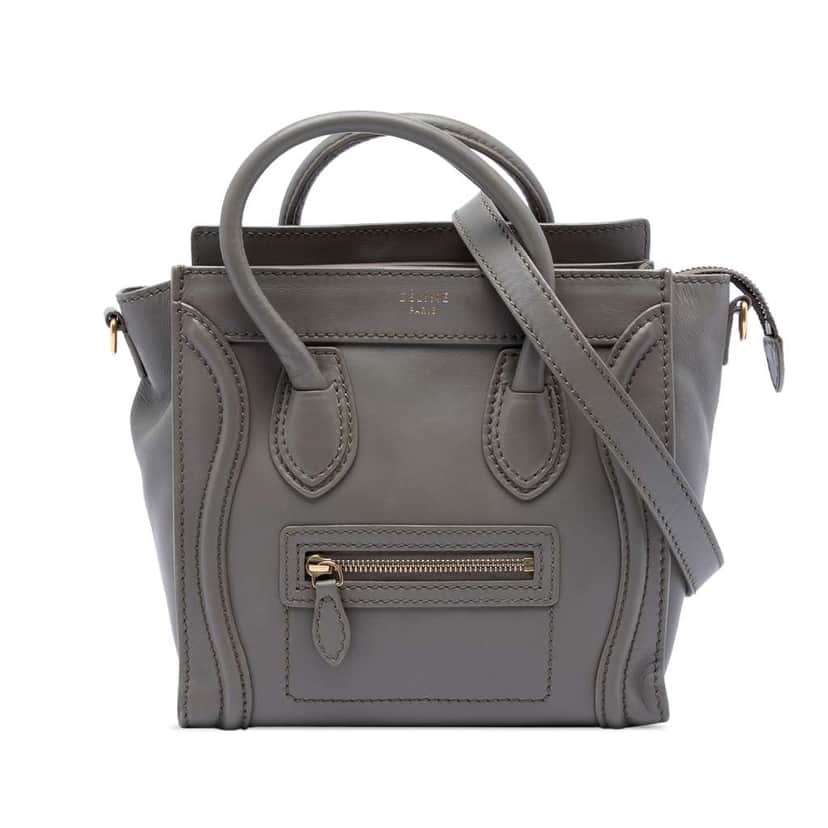 Celine Nano Leather Luggage Tote Grey Leather Very good condition - Front View