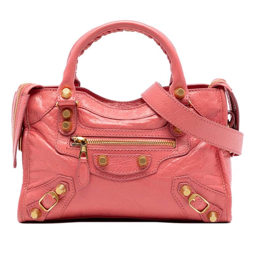 Balenciaga Mini Lambskin Motocross Giant 21 City Satchel Pink Leather Very good condition - Front View
