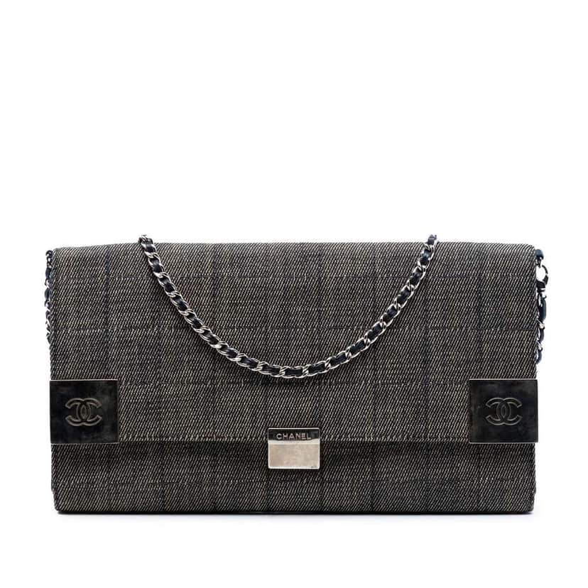 Chanel CC Choco Bar Denim Chain Flap Grey Denim Very good condition - Front View