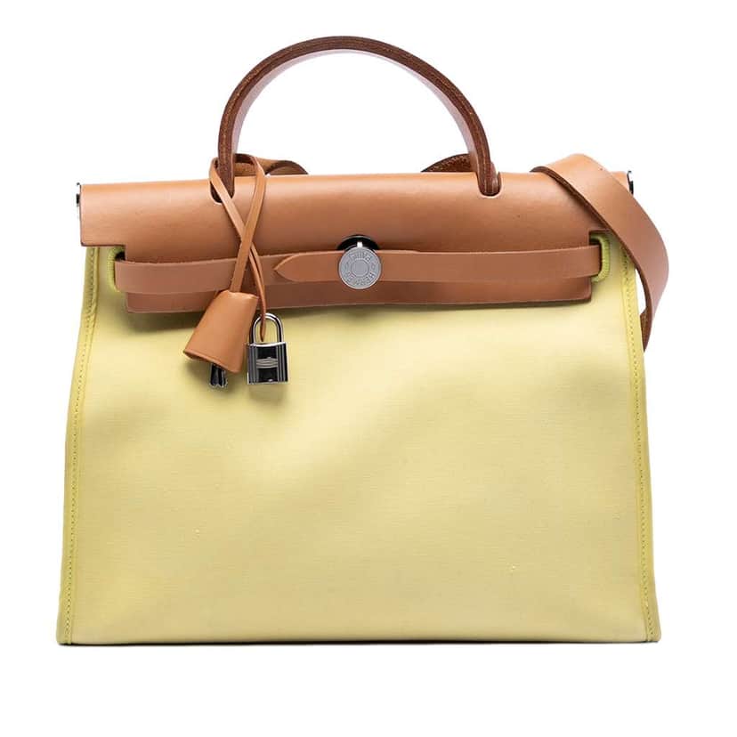 Hermès Toile Herbag Zip 31 Yellow Canvas Very good condition - Front View