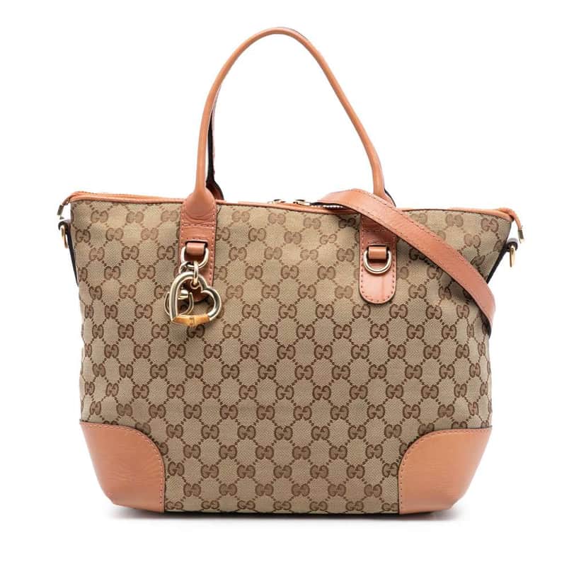 Gucci GG Canvas Heart Bit Satchel Beige Canvas Very good condition - Front View