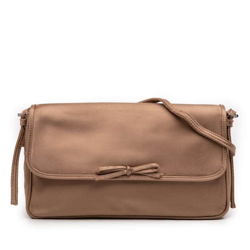 Balenciaga Distressed Satin Leopolda Pochette Brown Satin Very good condition - Front View