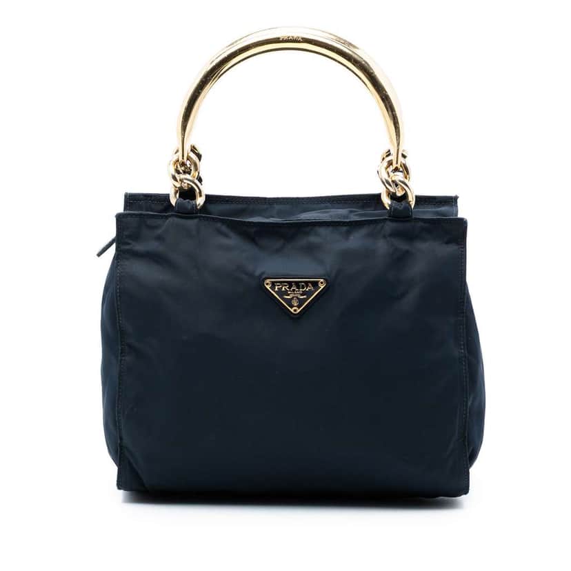 Prada Tessuto Metal Handle Bag Blue Very good condition - Front View