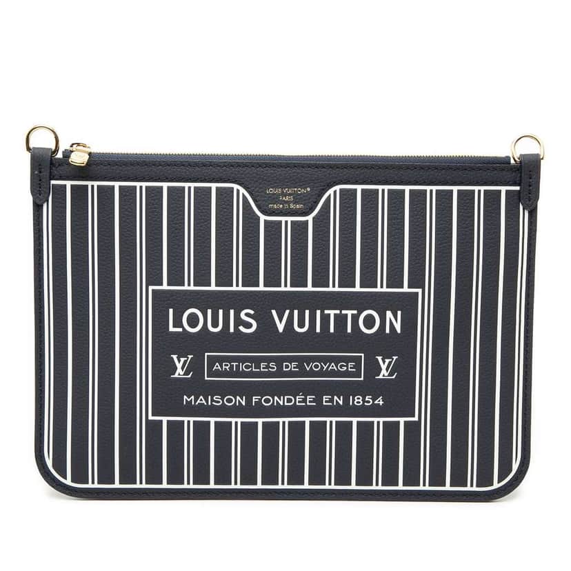 Louis Vuitton Inside Out Calfskin Neverfull MM Pouch Black Leather Very good condition - Front View