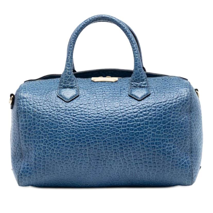 Burberry Medium Grained Calfskin Alchester Satchel Blue Leather Very good condition - Front View