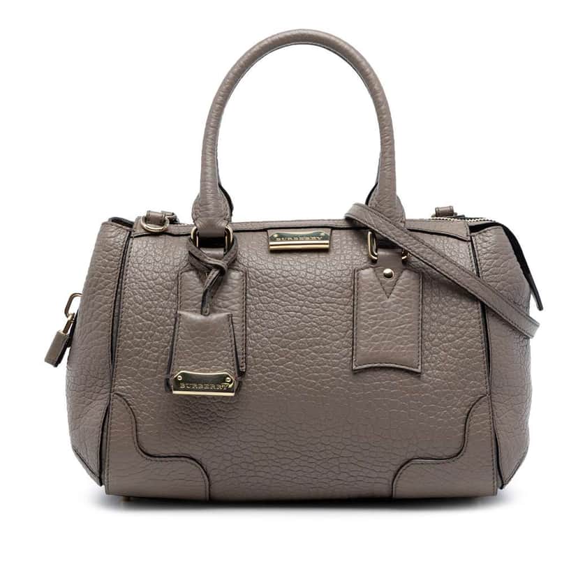 Burberry Small Grained Leather Heritage Gladstone Satchel Grey Leather Very good condition - Front View