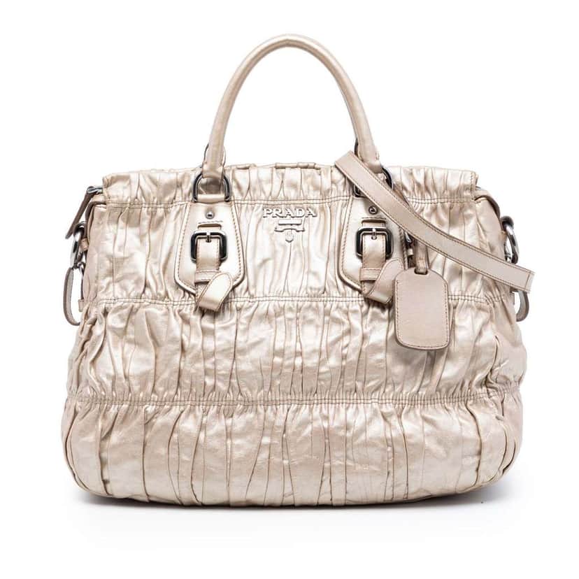 Prada Nappa Gaufre Satchel Gold Leather Very good condition - Front View