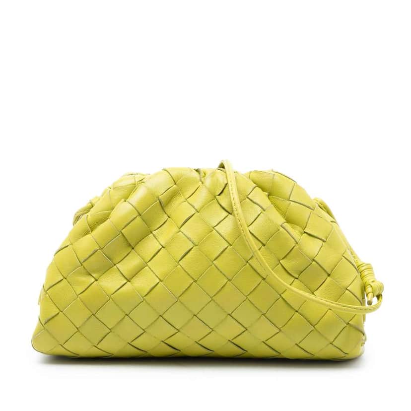 Bottega Veneta Nappa Intrecciato The Mini Pouch Crossbody Yellow Leather Very good condition - Front View