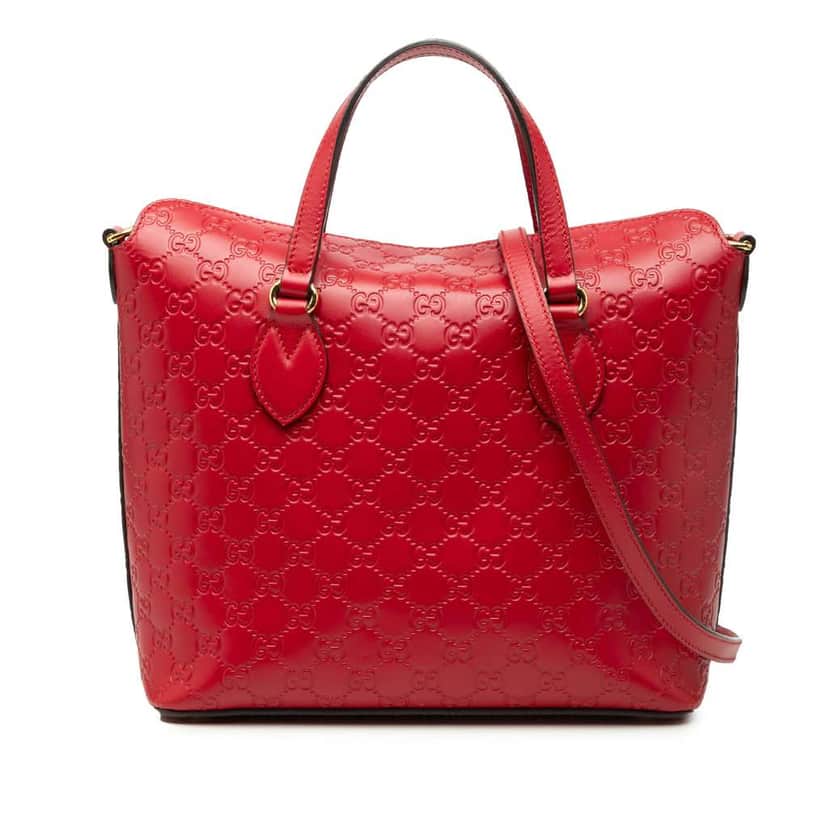Gucci Guccissima Linea A Fold Over Satchel Red Leather Very good condition - Front View